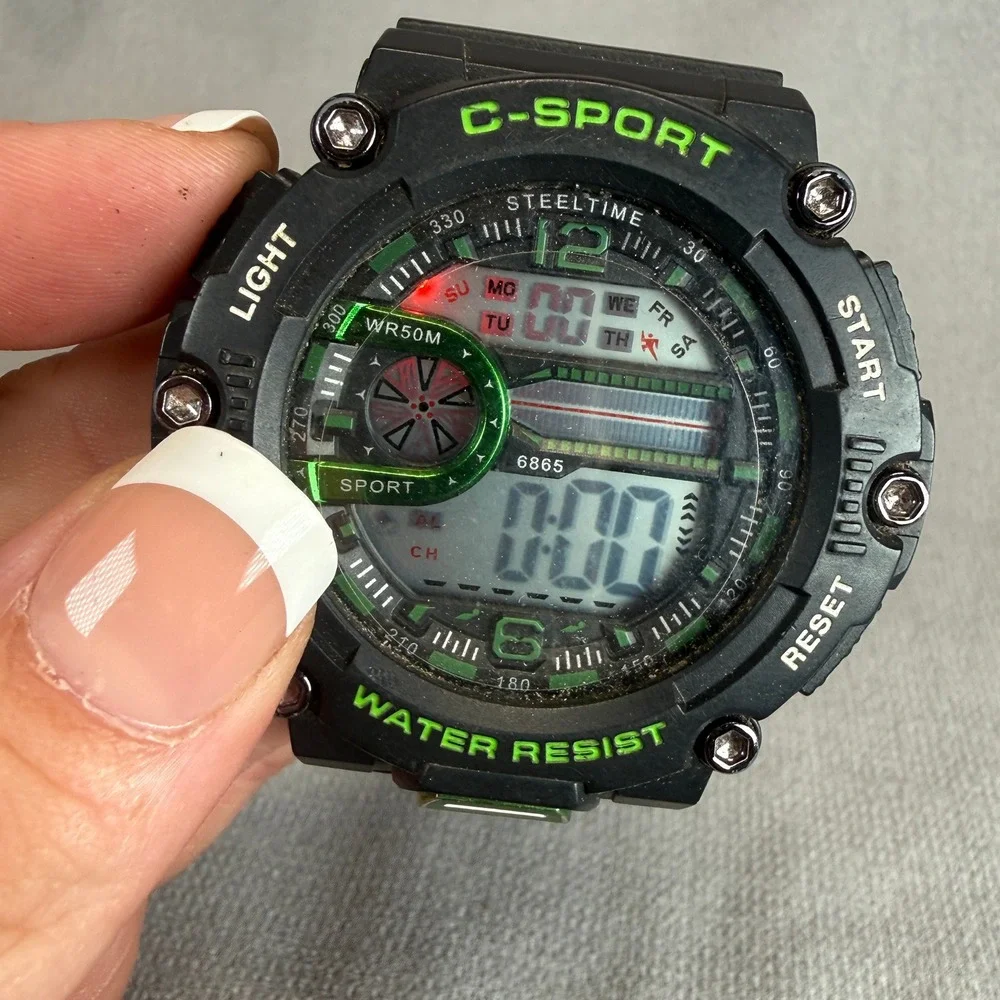 Steeltime C-Sport Digital Watch Mens OS Black Green 6865 Water Resist Tactical